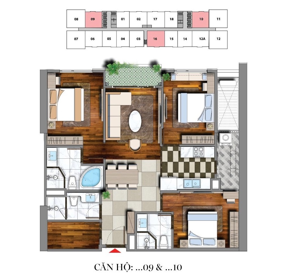 Căn 3 ngủ 97m2 tại Viha Leciva